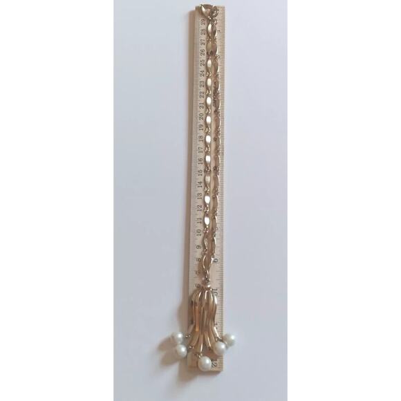 Vintage Sarah Coventry Pendant Necklace Faux Pearls Goldtone Touch Of Elegance - Picture 6 of 8